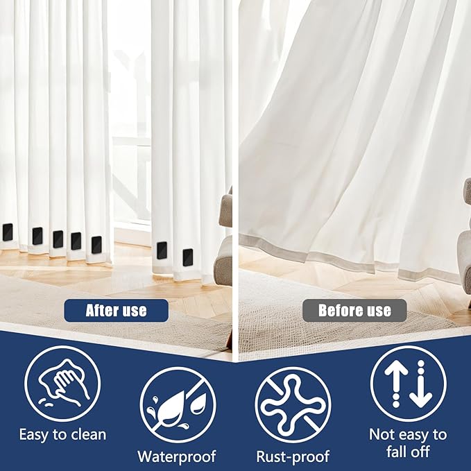 18 Pcs Outdoor Curtain Weights, Plastic Wrapped Magnetic Drapery Weights, Waterproof Heavy Duty Curtain Magnets for Heavy Wind Outside, Shower Curtain, Tablecloth, Flag (Black) Phoncoo