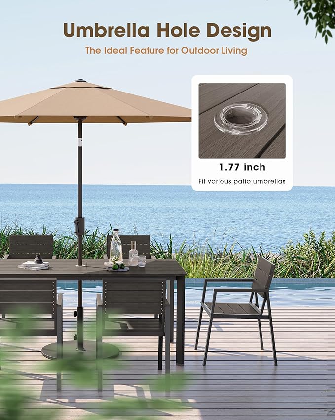 Outdoor Patio Dining Chairs Set of 2, Aluminum & HDPS All-Weather Dining Chairs for Deck, Lawn, Backyard, Pool (Charcoal) ComfCove