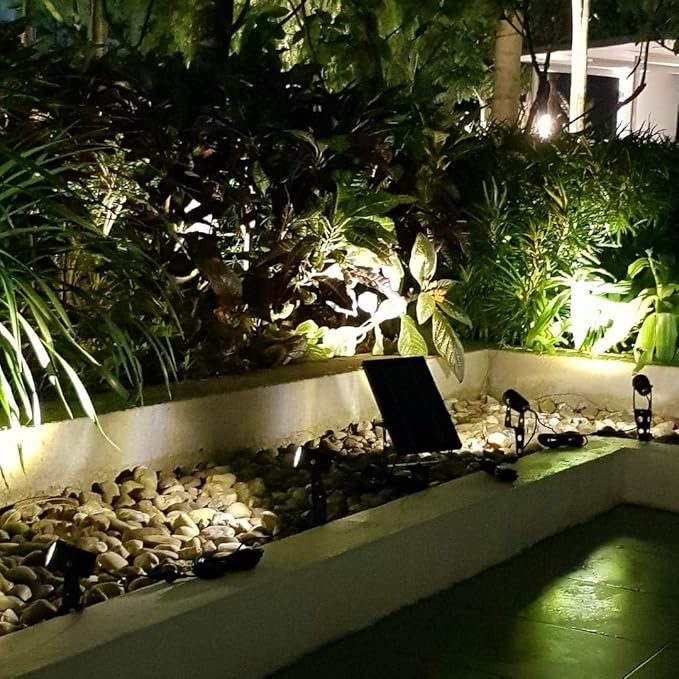 4-Spotlight Mini 50X Solar-Powered LED Spotlight (Warm White LED), Black Finish, Outdoor Garden Yard Landscape Downlight SolarLightMart