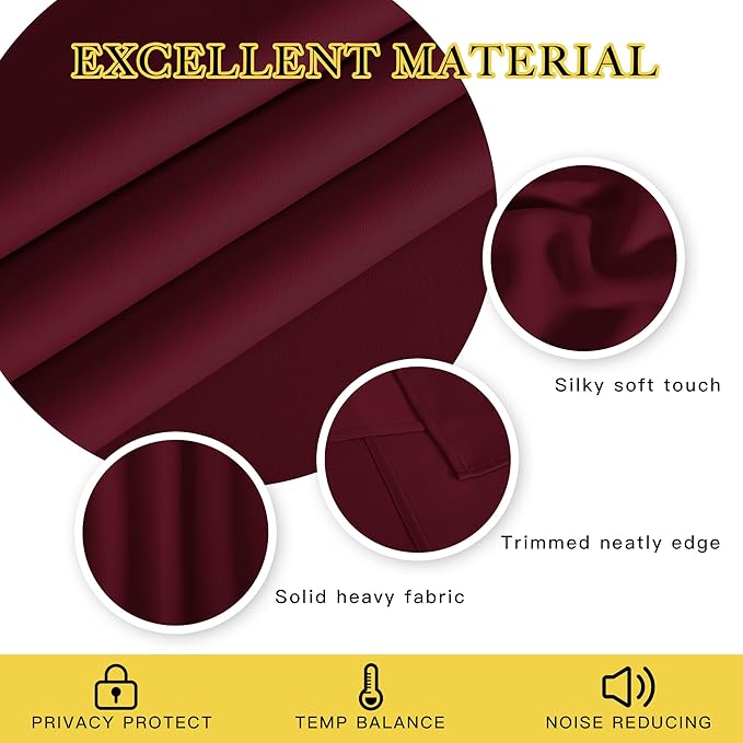 NICETOWN Blackout Room Divider Curtains 84 inch Length, Grommet Energy Saving Thermal Drapes Sound Reducing Window Treatments for Living Room/Bedroom, W100 x L84, 1 Panel, Wine Red NICETOWN
