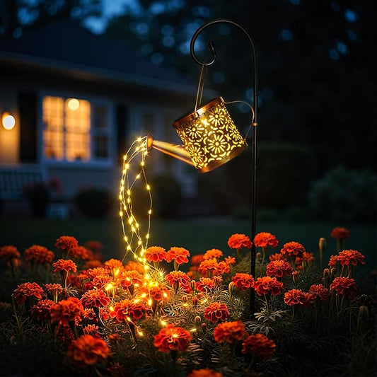 Solar Garden Lights Outdoor Decoration, Metal Solar Watering Can Lights Outdoor Waterproof, Small Patio Light Yard Lawn Pathway Decor, Gardening Gifts for Women Mom Grandma X-PREK