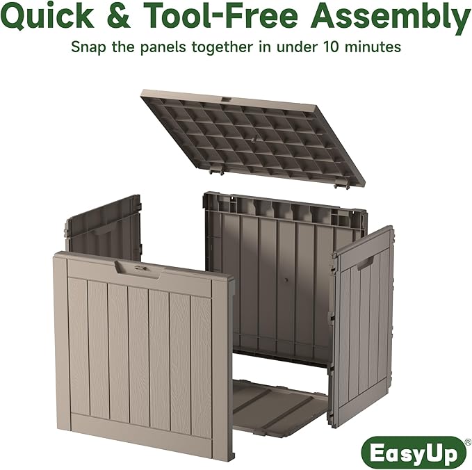 EasyUp 36 Gallon Outdoor Storage Box Waterproof, Resin Outdoor Deck Box, Lockable Deck Boxes for Garden Tools Equipment and Cushions (Gray) EASYUP