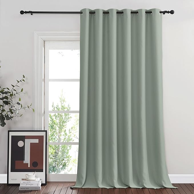 NICETOWN Sage Green Sliding Glass Door Curtain, Grommet Thermal Insulated Blackout Curtain Room Divider Sound Reducing Window Treatment for Kids Room/Bedroom, 1 Panel, W80 x L108 NICETOWN