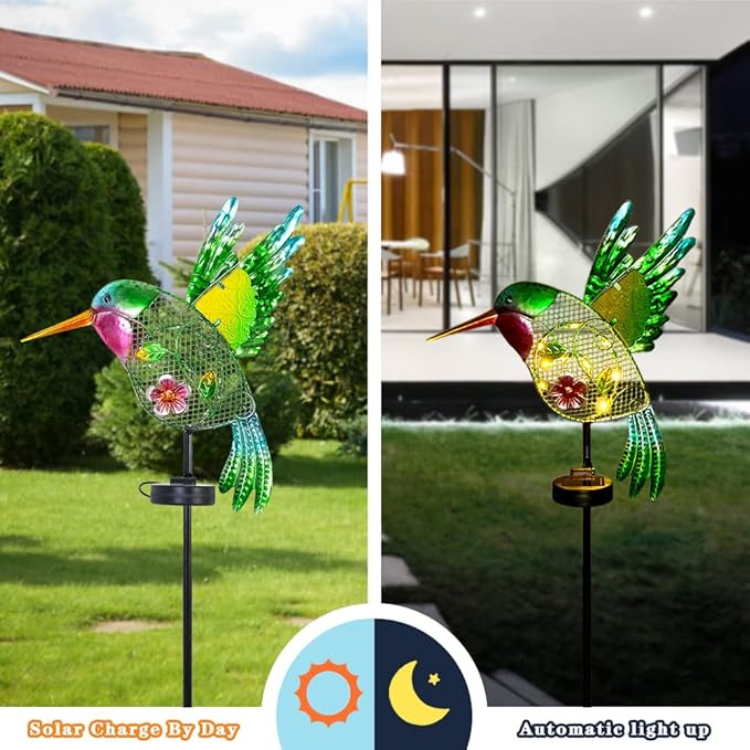 DREAMYSOUL Outdoor Solar Garden Lights, Hummingbird Solar Lights for Outdoor Patio Yard Pathway, Hummingbird Gifts for Women Mom Grandma DREAMYSOUL