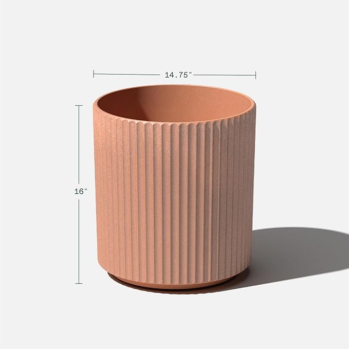 Veradek Demi Series Round Planter for Porch, Patio, Backyard | Durable Plastic-Stone Composite Material | Modern Décor for Tall Plants, Flowers VeradekOutdoor