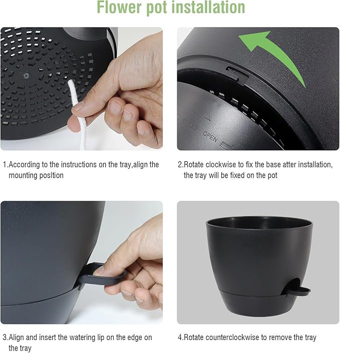12 inch Large Self Watering Pots, Flower Plant Pots with Multi Mesh Drainage Holes for Indoor Outdoor Garden Plants and Flowers, Plastic Planters with Removable Deep Reservoir, Black WSMKSZ