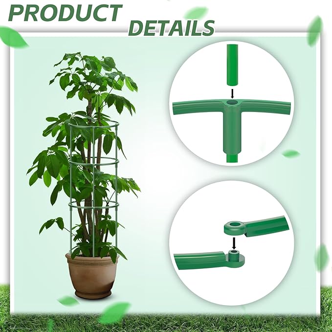 36 Pack Plant Support Stakes for Indoor Plants, Half Round Plant Stakes Ring Stackable 3 Tier Garden Flower Support for More Sizes (10,20,30 Inches), Plastic Cage Trellis for Climbing Leafy Vegetable DIQIUREN