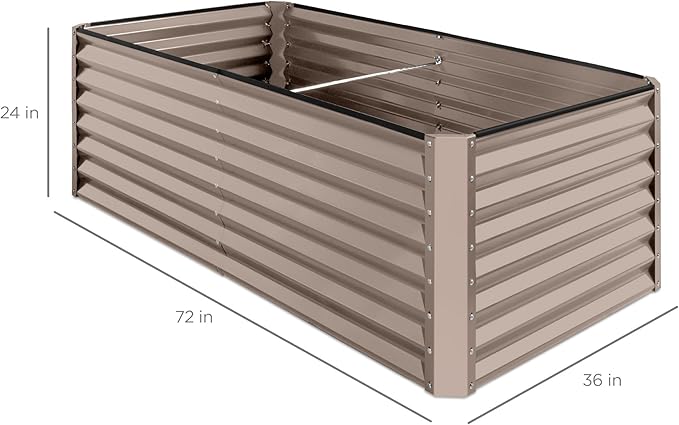 Best Choice Products 6x3x2ft Outdoor Metal Raised Garden Bed, Deep Root Box Planter for Vegetables, Flowers, Herbs, 269 Gallon Capacity, 100% Non Toxic Materials - Taupe BestChoiceProducts