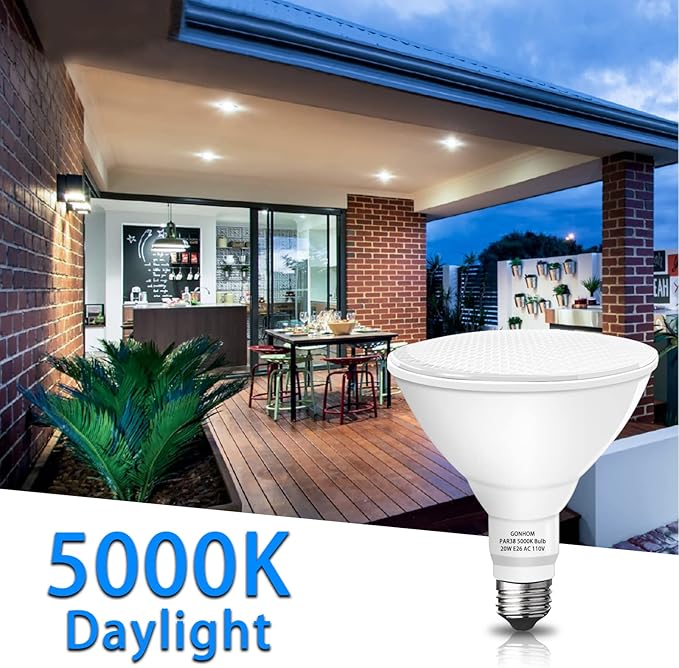 Par38 led Flood Lights Outdoor Light Bulb,Dimmable 1800LM,20W Replace up to 200W,Outdoor Flood Light Bulbs for Backyard,Garage,Porch,Garden,6 Pack 5000K Daylight Gonhom