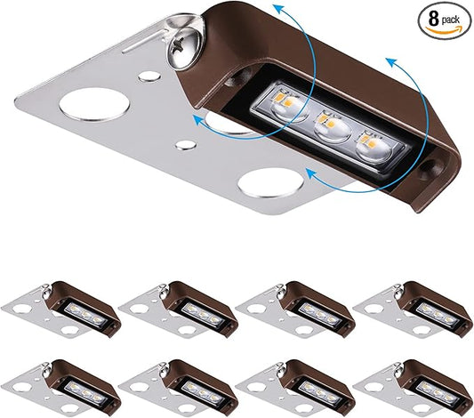 LEONLITE 8-Pack Premium Series 4 Inch 2W LED Retaining Wall Lights Swivel, Hardscape Lighting Low Voltage, LED Landscape Lights, 12V Hardscape Paver Light, Outdoor Step Light, 5000K Daylight, ETL LEONLITE