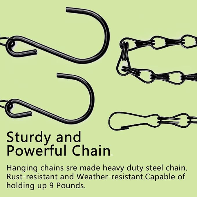 RIFNY 20 Inch Chain for Hanging Plants, Black Small Plant Chains for Hanging Baskets Kits with Hooks for Bird Feeders Planters Billboards Lanterns Wind Chimes Ornaments Outdoor Indoor Use (10 PCS) RIFNY