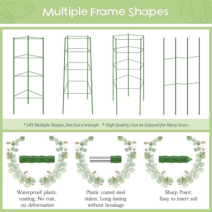 Legigo 4-Pack Tomato Cage for Garden Plant Support- Up to 63inch Garden Stakes Tomato Cage, Tomato Trellis for Potted Plants, Tomato Cages Plant Stakes for Climbing Vegetables Plants Flowers Legigo
