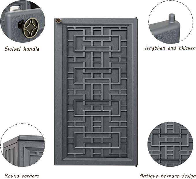 Storage Box Outdoor Caninet,Resin Indoor Storage Box Waterproof Outdoor Storage Cabinets for Patio/Garden/Backyard, Size 34.3''L*15''W*36.2''H(Grey) Mrosaa