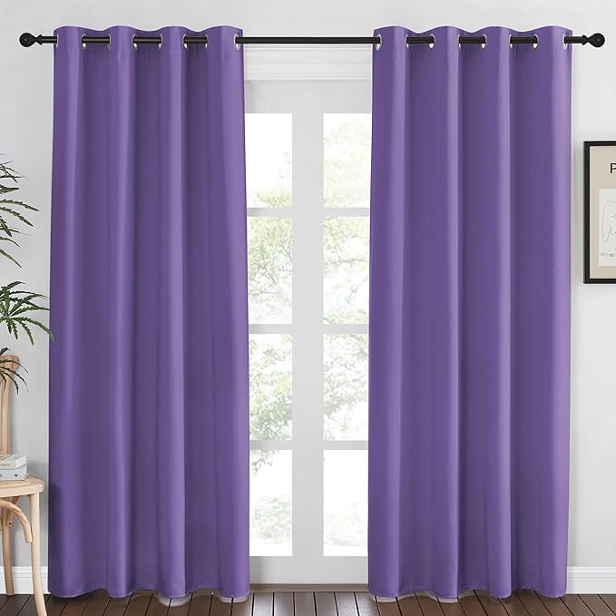 NICETOWN Blackout Curtains 84 Inch Length, Thermal Insulated Room Darkening Drapes Grommet Window Covering for Living Room Bedroom (W52 x L84 Inch, 1 Panel, Lilac Purple) NICETOWN