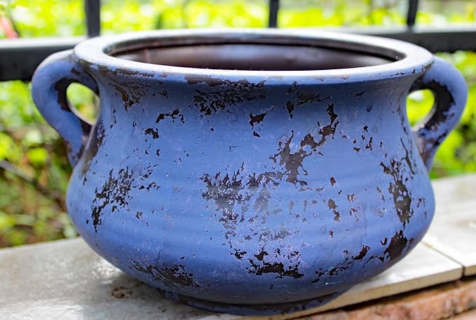 Goodman and Wife Egyptian Era Designed Earthen Ware Terra-Cotta Vessel/Planter with Looped Handles (Purple) Goodman+and+Wife