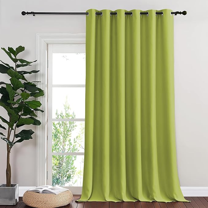 NICETOWN Sliding Door Curtain 108 Inches Long - Blackout Thermal Insulated Grommet Room Divider Privacy Drape for Patio Glass Door, 1 Panel, Fresh Green, 100 Inch Extra Wide NICETOWN