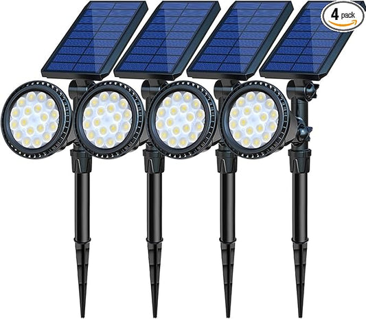 Solar Spot Lights Outdoor Waterproof, 18 LED 2 Mode Brightness Solar Spotlights Dusk to Dawn Landscape Lighting Flag Pole Lights for Garden Yard Tree Pool Sign Pathway, 4pack(Cool White) OSORD
