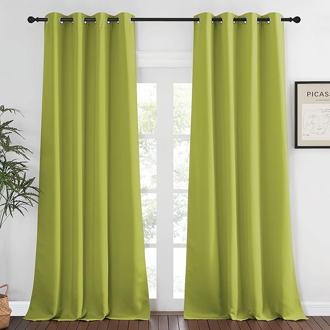 NICETOWN Bedroom Curtain Room Darkening Drapery 102 inches Length - Home Fashion Thermal Insulated Grommet Room Darkening Curtain for Living Room (Fresh Green, 1 Panel, 52 x 102 inches) NICETOWN