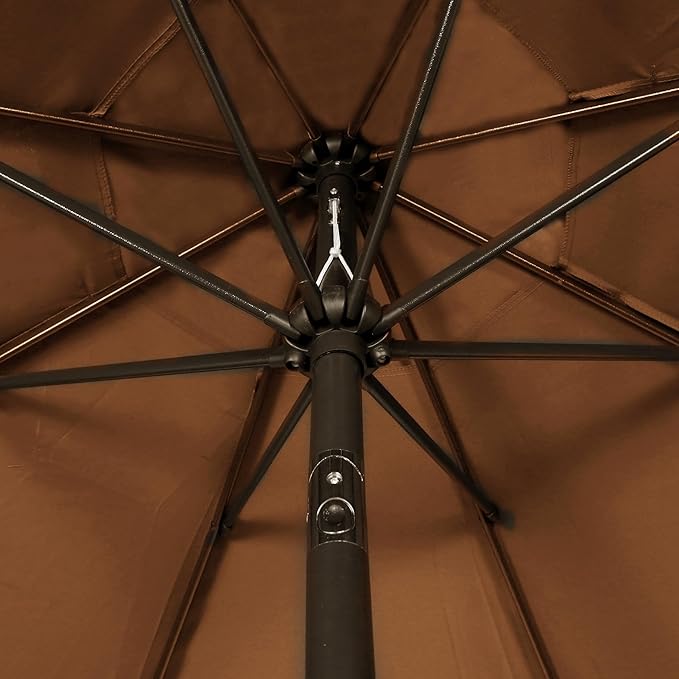 Blissun 9' Outdoor Patio Umbrella, Outdoor Table Umbrella, Yard Umbrella, Market Umbrella with 8 Sturdy Ribs, Push Button Tilt and Crank Blissun