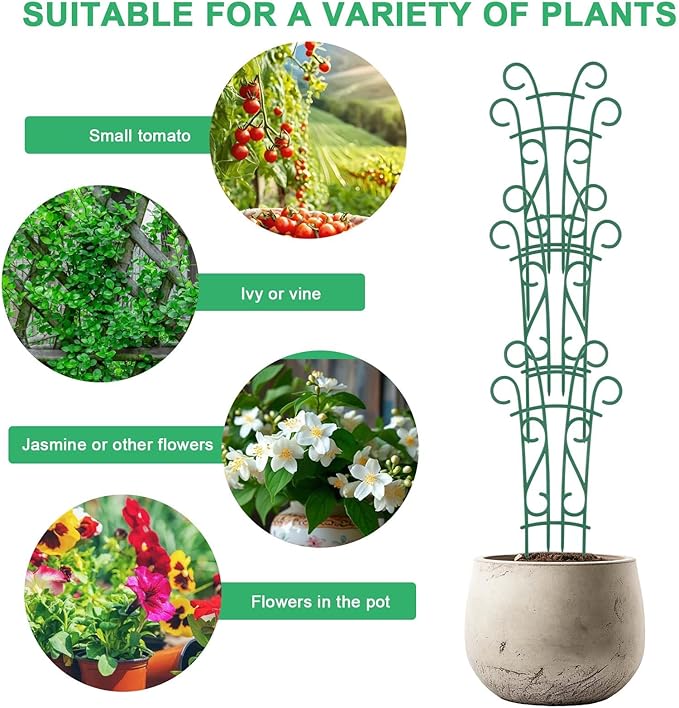 Indoor Plant Trellis for Climbing Plants, 8 Pack Garden Trellis for Potted Plants Stackable Plant Trellis Plant Stakes for Indoor Plants Accessories Flower Plant Support Qaobo