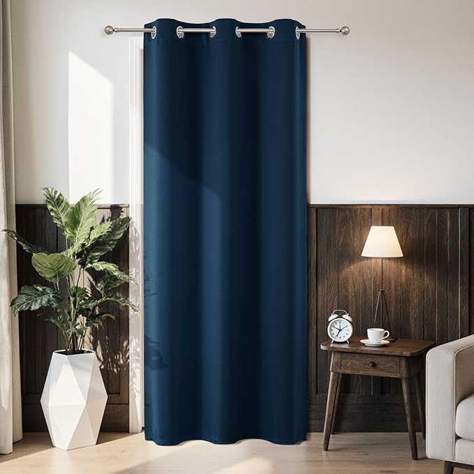 Joydeco Blackout Door Curtain for Doorway Privacy 78 Inches Long, Grommet Closet Curtain for Open Closet, Room Divider for Bedroom Living Room (Navy Blue, 40Wx78L, 1 Panel) JOYDECO