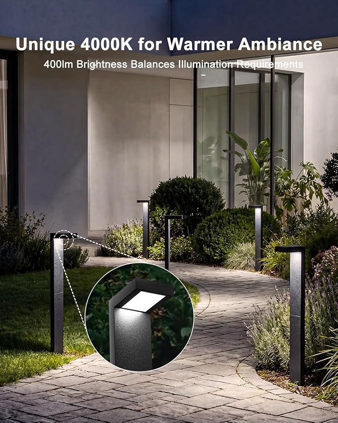 Low Voltage Landscape Lights, 8 Pack Outdoor LED Pathway Light, Wired Path Lighting for Walkway, Garden, IP65 Waterproof, 400LM, 4000K, Modern Cast-Aluminum, Black Lawyettle