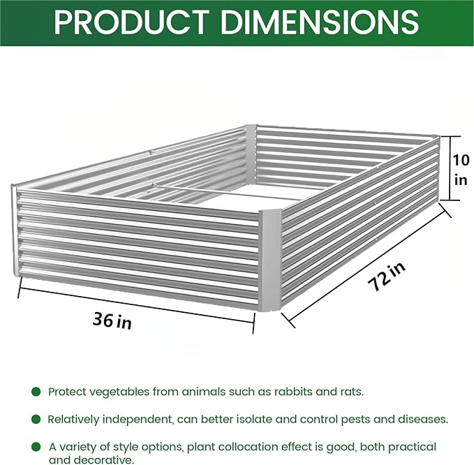 FRIZIONE 3pcs 6x3ft Galvanized Raised Garden Bed Outdoor,Above Ground Garden Bed for Vegetable,Metal Raised Beds for Flower,Steel Raised Beds for Gardening FRIZIONE