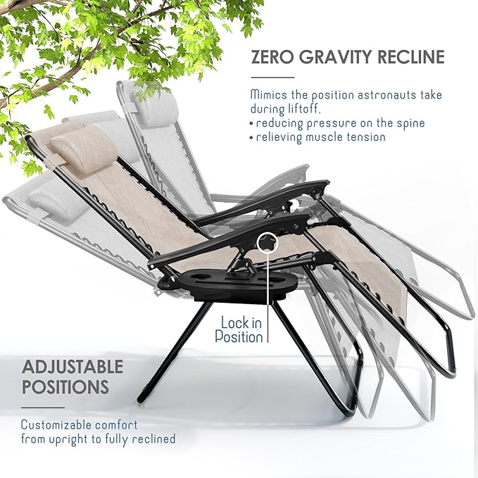 Nestl Zero Gravity Chairs Set of 4 - Beige Nestl