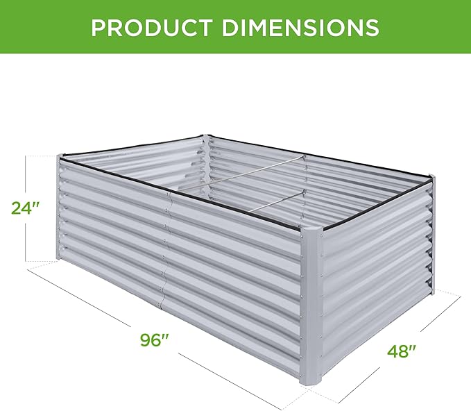 Best Choice Products 8x4x2ft Outdoor Metal Raised Garden Bed, Deep Root Planter Box for Vegetables, Herbs & Flowers, 478-Gallon Capacity, 100% Non Toxic Materials - Moonlight Gray BestChoiceProducts