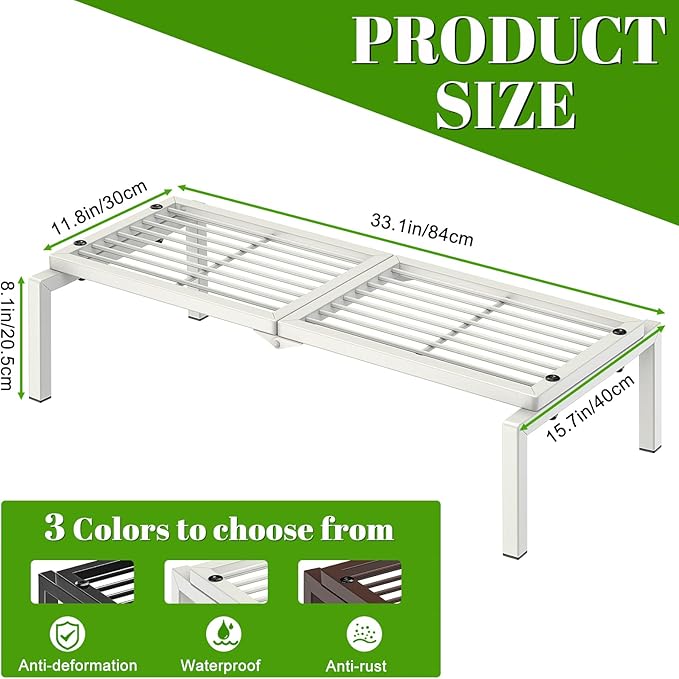 1 Tier Metal Plant Stand Indoor Outdoor, Potted Multiple Flower Pot Holder Rack Plant Shelf, Heavy Duty Planter Display Shelving for Patio Balcony Garden Living Room Decorative (White) Gouisalin