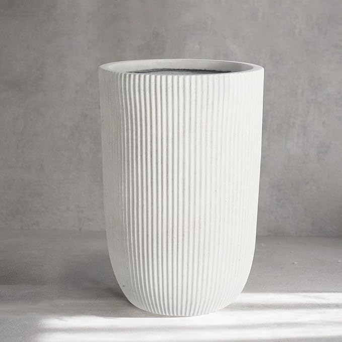 Oakrain 18" H Tall Planter, Large Indoor Outdoor Decorative Pot with Drainage Hole, Modern Minimalist Vase for Home Garden, Living Room, Kitchen Oakrain