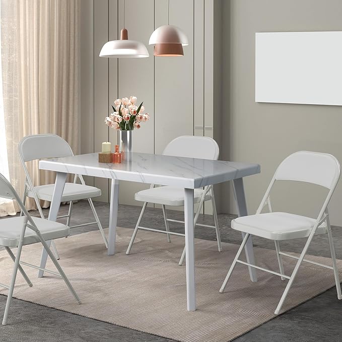VINGLI 20 Pack Folding Chairs with Padded Seats, Metal Frame with Pu Leather Seat & Back, Capacity 350 lbs, White VINGLI