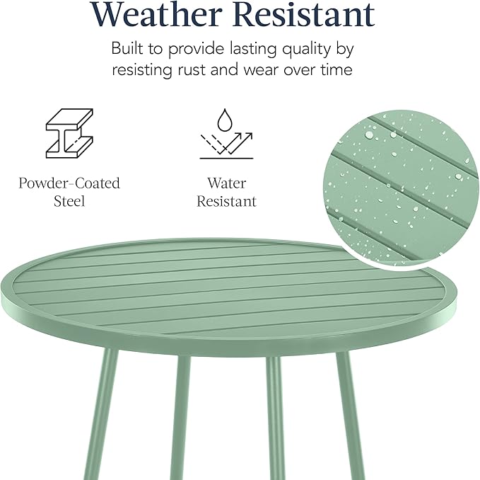 Best Choice Products 3-Piece Patio Dining Set, Bar Height, Outdoor Bistro Set, Outdoor Round Bar Table w/ 2 Bar Stools, Steel - Sage BestChoiceProducts
