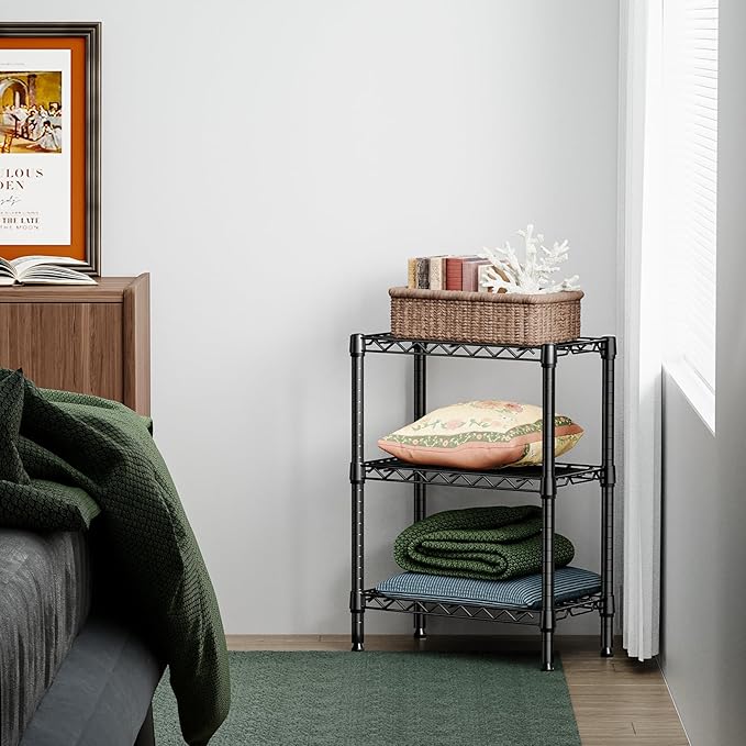 750 lbs 3 Tier Shelf Metal Storage Shelves Wire Rack Closet Organizers with PP Board for Garage Kitchen Bathroom Laundry Black 11.8" D x 21.7" W x 28.6" H MEIGAOPLASTICANDMETALHKCOLIMITED