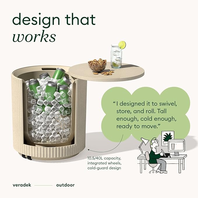 Veradek Outdoor Cooler Side Table - 2 in 1 - Designed for use as Outdoor Side Table, Patio Decor and Ice Chest VeradekOutdoor