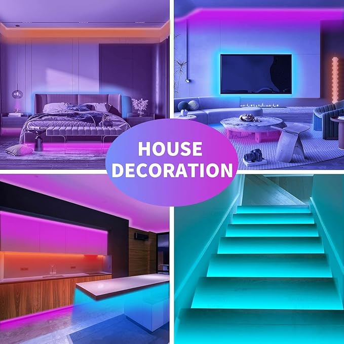 KSIPZE 98ft Led Strip Lights RGB Music Sync Color Changing Bluetooth Led Lights with Smart App Control Remote Led Lights for Bedroom Room Lighting KSIPZE