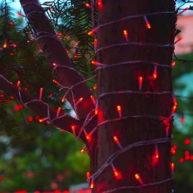LJLNION 300 LED Valentines Lights, Extra Long 98.5FT Christmas String Lights Outdoor Indoor, 8 Lighting Modes, Plug in Waterproof Fairy Lights for Wedding Party Bedroom Decorations (Red) LJLNION