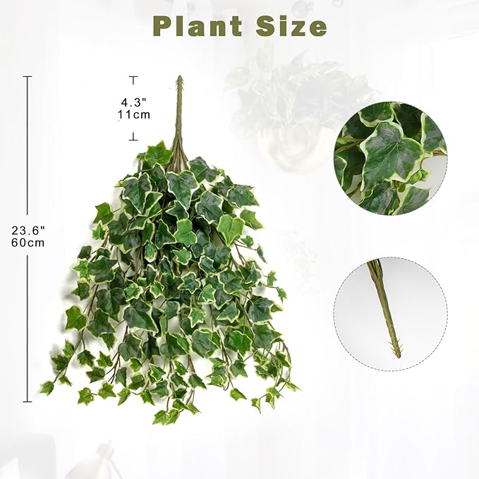 Hollyone 2pcs Artificial Hanging Plants 24" Fake Ivy Vine Faux Ivy Leaves Hanging Plant Greenery for Wall House Room Patio Indoor Outdoor Home Shelf Office Wedding Decor Hollyone