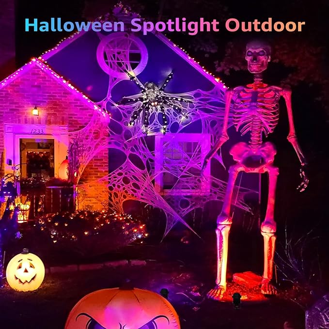 Halloween Christmas Spotlight Outdoor Color Changing Landscape Spotlights,12W RGBW LED Outdoor Spot Lights for Yard Garden Decor,Waterproof 110V Plug in Landscape Lighting with Remote,6 Packs Qeeanmo