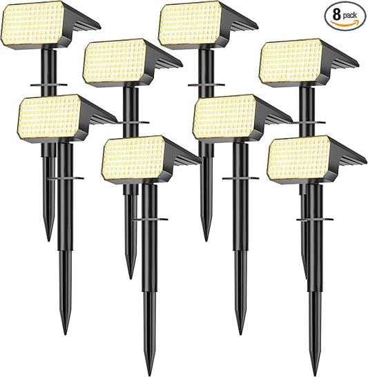 LANSOW Solar Spot Lights Outdoor Waterproof IP67, (8 Pack/90 LED/4 Modes) Solar Landscape Spotlights, 2-in-1 Solar Powered Flood Lights for Yard Garden Pathway Outside Tree, Auto ON/Off(Warm White) LANSOW