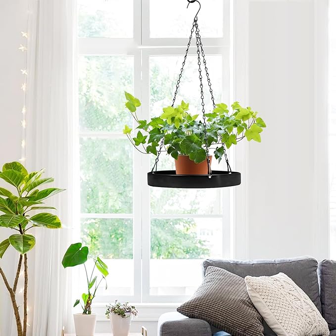 Plant Hanger Indoor Outdoor, Hanging Planter Baskets for Outdoor Indoor Plants, Hanging Plant Holder Plant Shelf Metal Window Plant Hanger, 3 Pack PIKAMAO