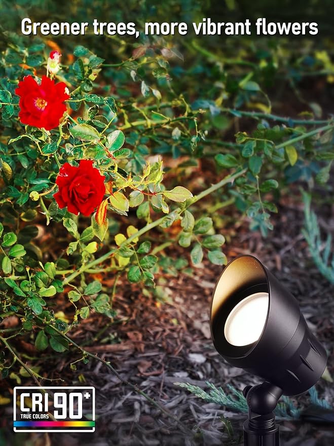LEONLITE 8-Pack 5CCT Low Voltage LED Landscape Spotlight, Update 1800K2700K3000K4000K5000K Selectable, 5W 12V Pathway Lights Outdoor, CRI90, Aluminum Spot Lights for Yard, ETL Listed, IP65 Waterproof LEONLITE