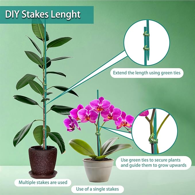 Bamboo Plant Stakes 50PCS, 18Inch Natural Bamboo Garden Stakes, Supports Indoor & Outdoor Plants, Straight Style, Green HAINANSTRY