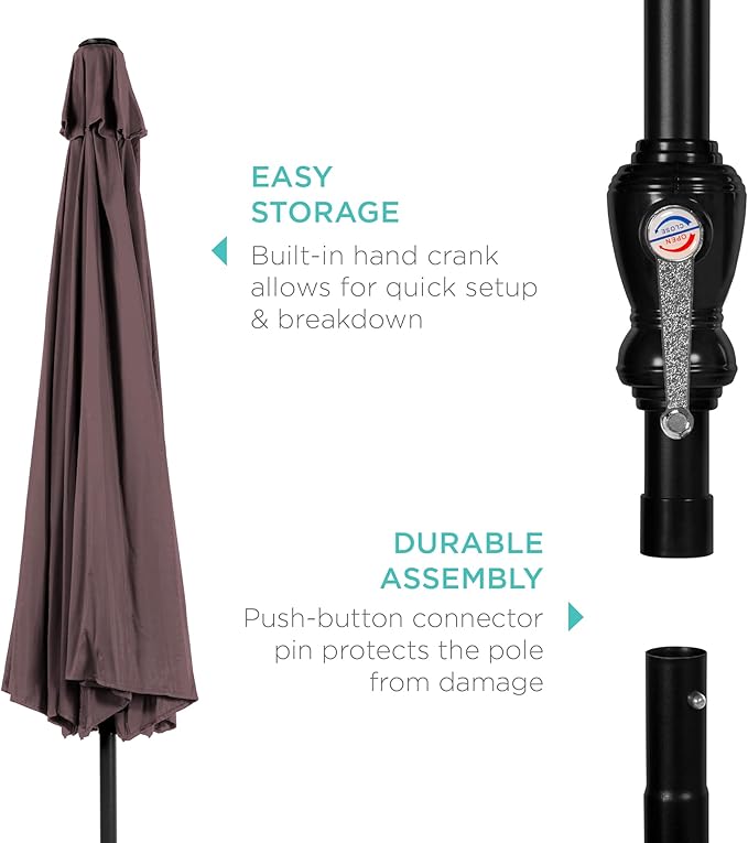 Best Choice Products 10ft Outdoor Table Compatible Steel Polyester Market Patio Umbrella w/Crank and Easy Push Button Tilt BestChoiceProducts
