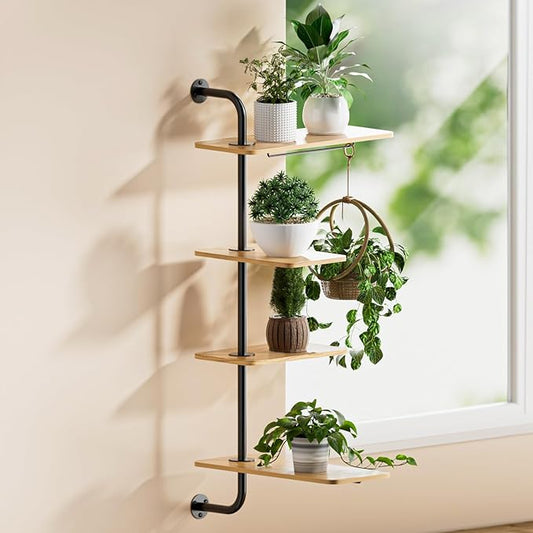YUOROS Window Shelf for Plants, 4-Tier Rotating Window Sill Plant Shelves Stand Plant Wall Holder with Hanger YUOROS