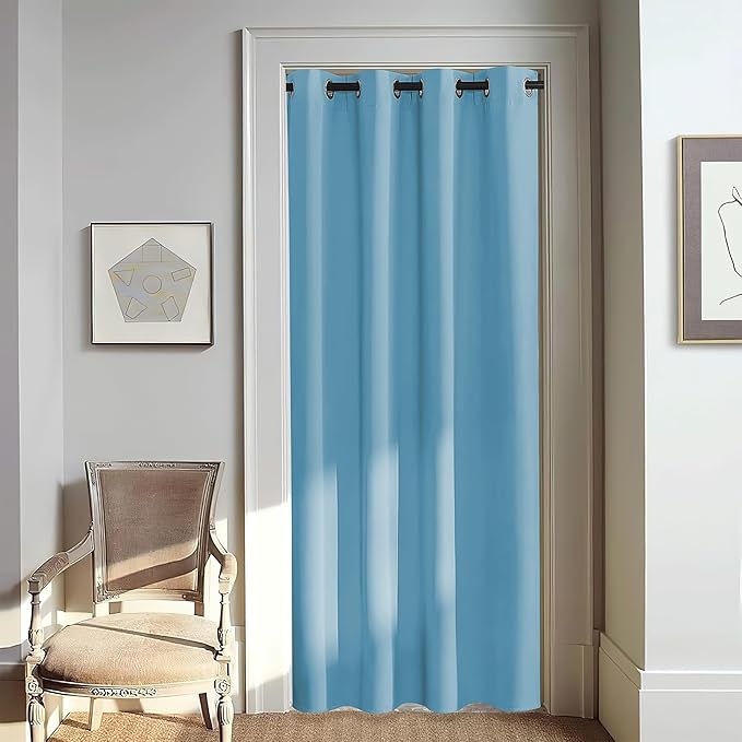 NICETOWN Door Curtain for Closet Doors 80 Inches Long 1 Panel, Blackout Doorway Curtain for Open Closet Bedroom, Room Divider Living Room for Privacy (Teal Blue, 1 Panel, 46W x 80L) NICETOWN