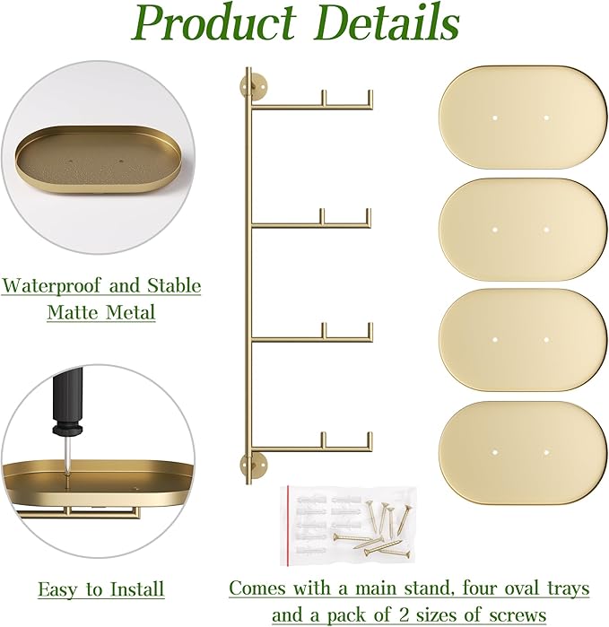 Window Rotating Plant Stand Shelf Indoor Gold Metal Floating Shelves 4-Tier Wall Mount Plant hanger Holders for Wall Planter Modern Home Decor window sill gifts YQSLYSF