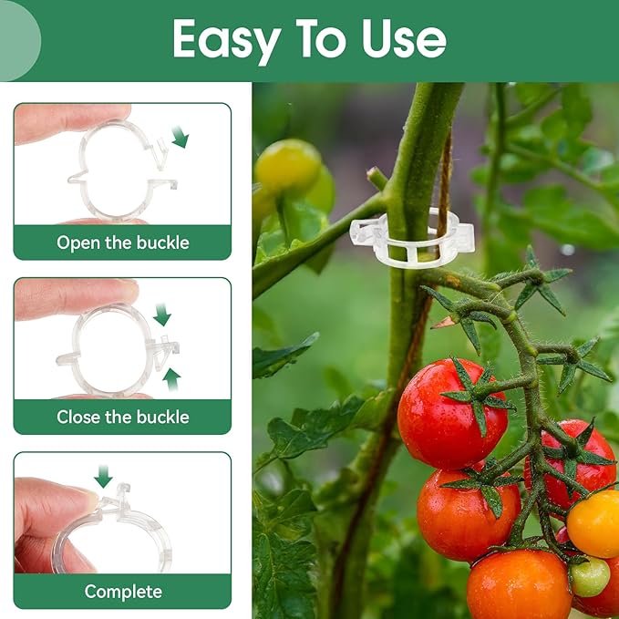 150 Pcs Plant Clips for Climbing Plants, Tomato Clips for Support, Plastic Garden Clips for Plants Grape Vine Vegetables Make Plant Grow Upright PEASUG