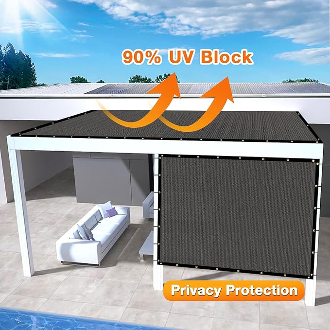 Artpuch Outdoor Pergola Shade Cover 4x16 FT Sun Shade Cloth with Grommets Dark Grey 90% UV Protection Canopy Patio Privacy Screen (Customized Available) Artpuch