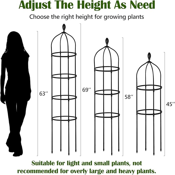 Garden Obelisk Trellis for Climbing Plants Outdoor 6 Ft Rose Bush Round Trellis with Grow Bag for Pots Rustproof Metal Plant Flower Trellises for Clematis Vine Jasmine Support Outdoor Indoor Miuwauer
